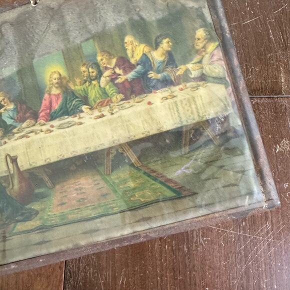 Brunozetti Last Supper Framed Print 1940s Extremely Worn distressed - Picture 3 of 9